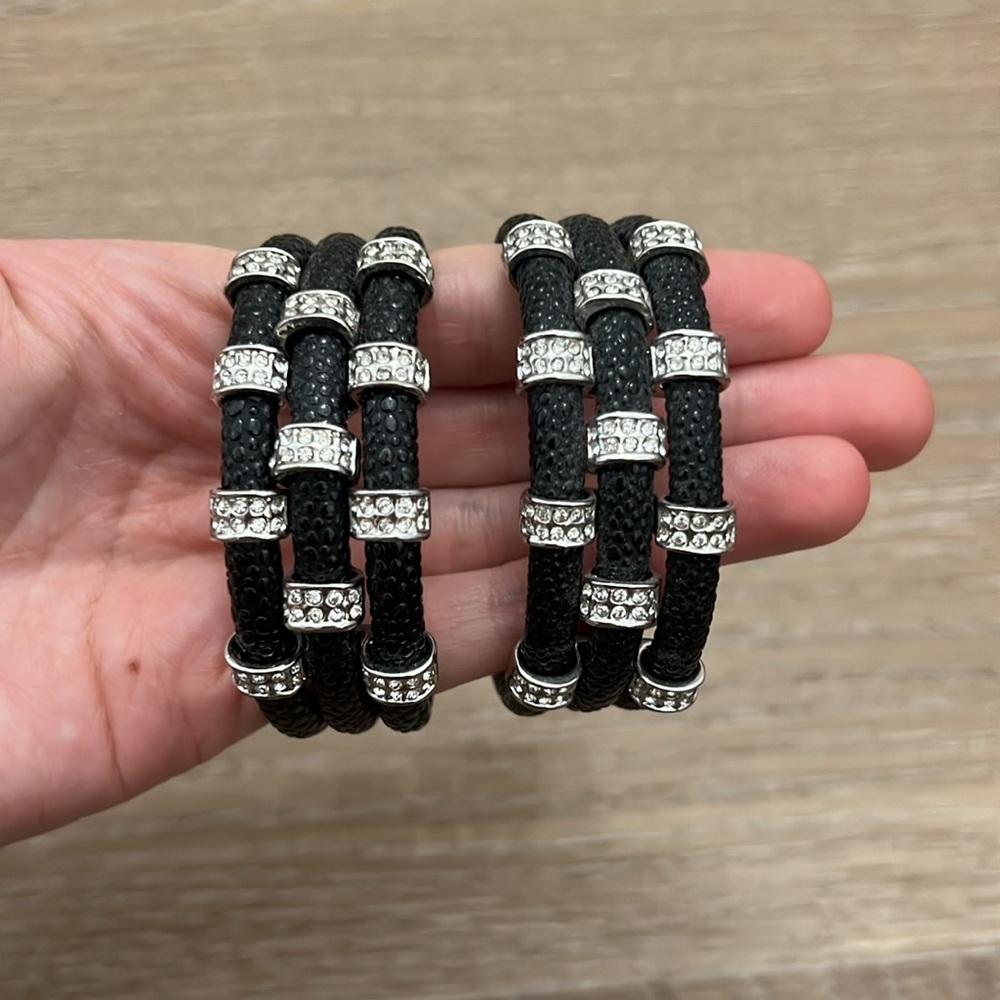 Black and Silver Stackable Bracelets